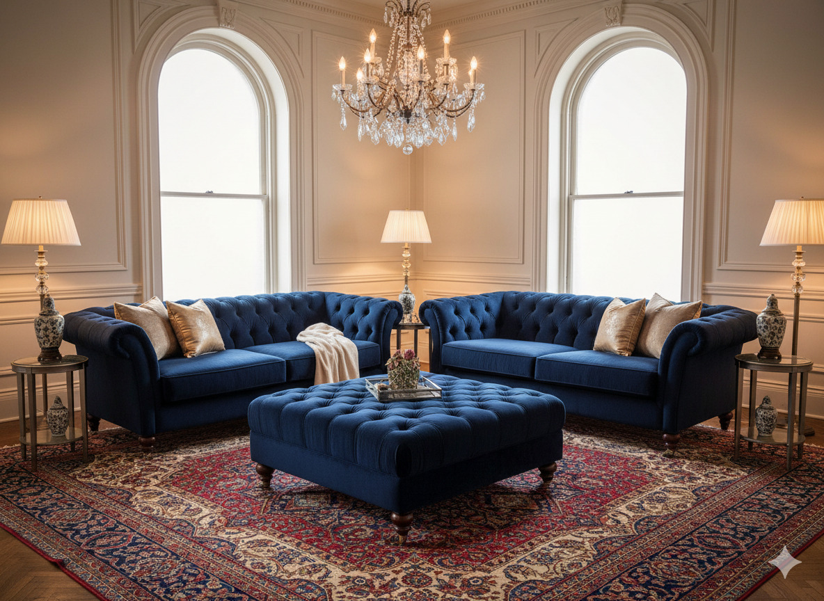 Set lounge divano e pouf